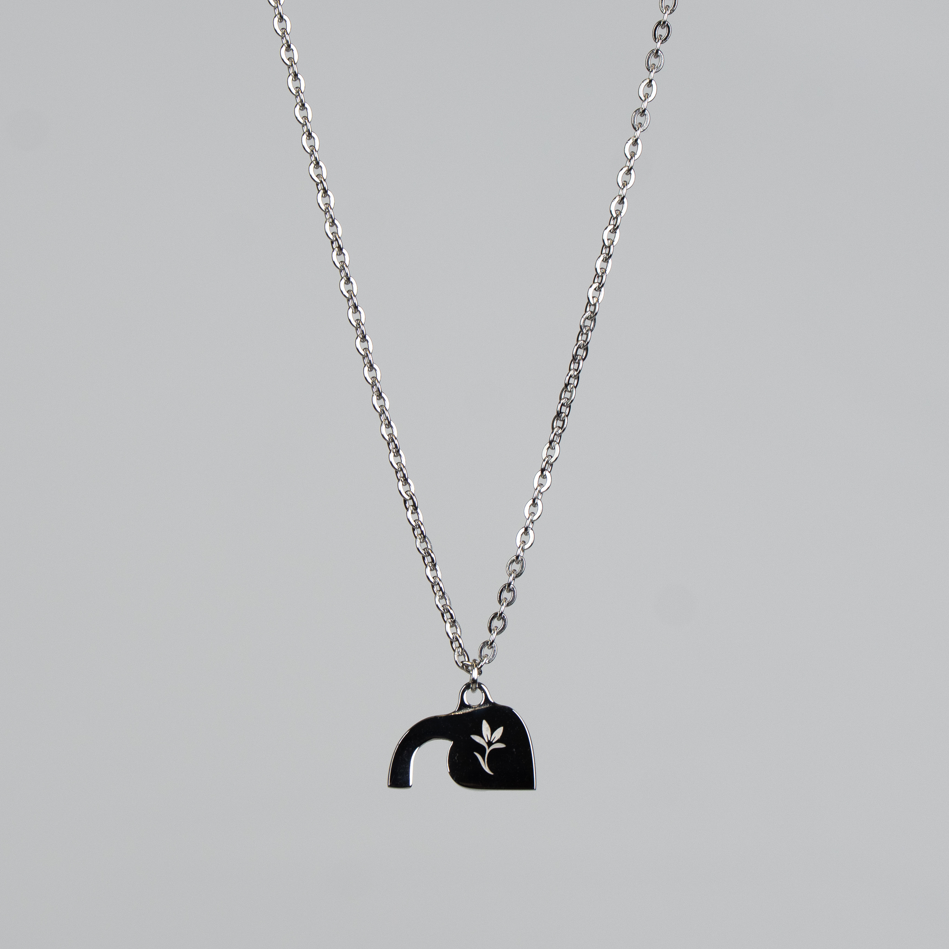 Womens Empty Tomb Pendant Silver Back